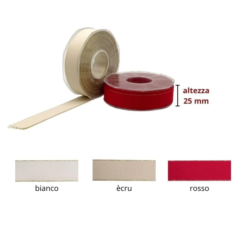 Nastro millerighe diagonale bordato lamè h mm 25 articolo V430/25 metri 15