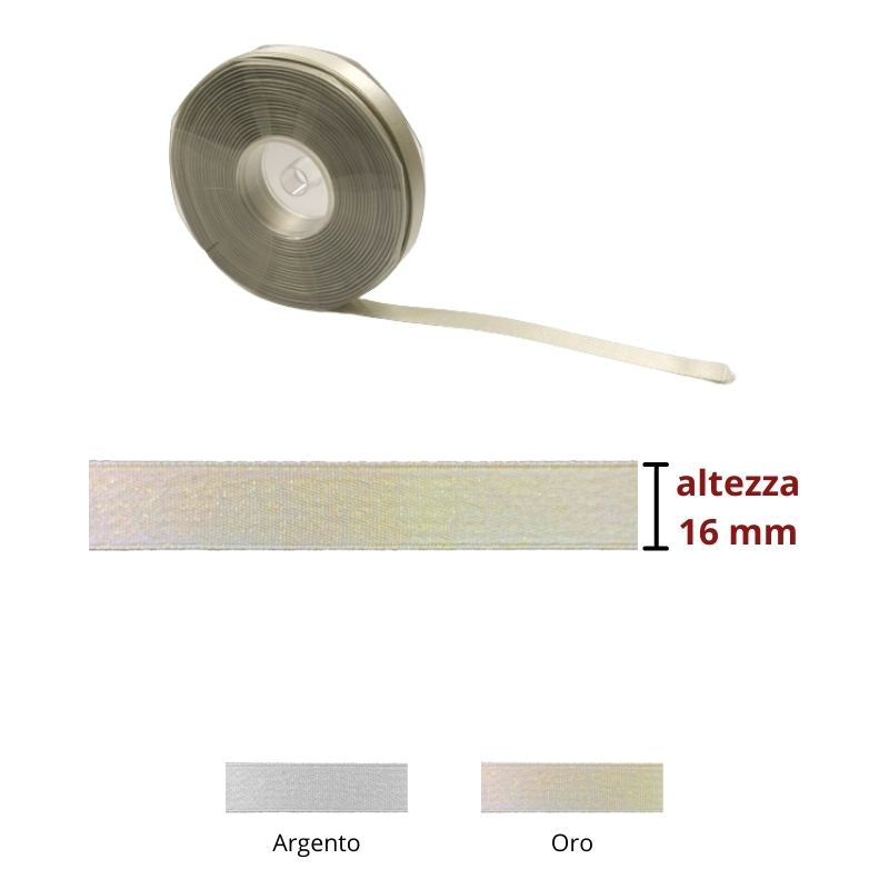 Lamé effect satin ribbon h 16 mm item A1016/O/A 50 meters