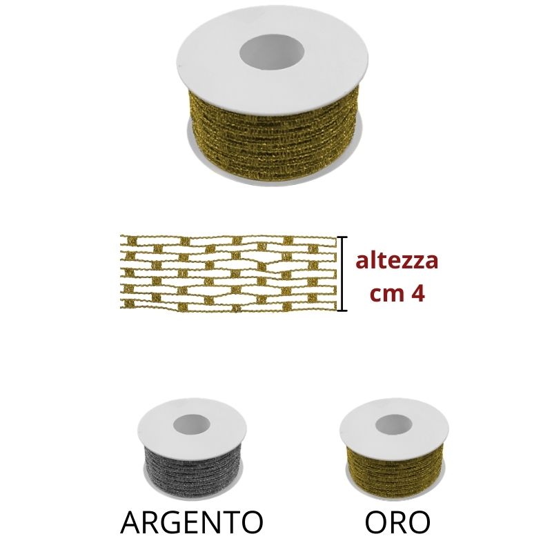 Nastro rete lamè h cm 4 articolo 813/04 metri 10