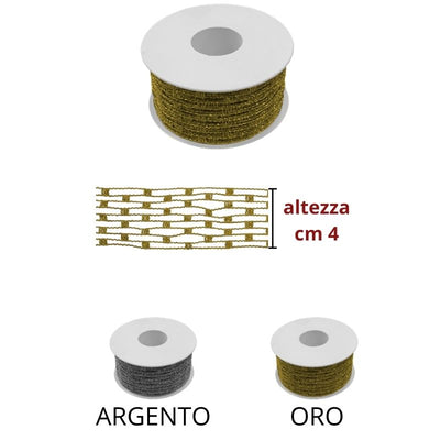 Nastro rete lamè h cm 4 articolo 813/04 metri 10