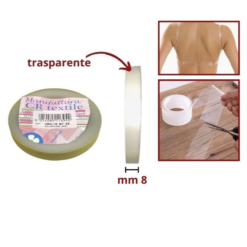 Nastro silicone trasparente h mm  8 articolo uno/08 metri 25