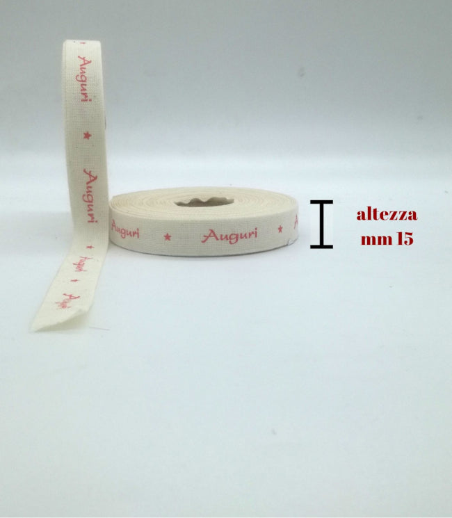 Nastro stampato 100 % cotone h cm 1,5 articolo 600 SA metri 20