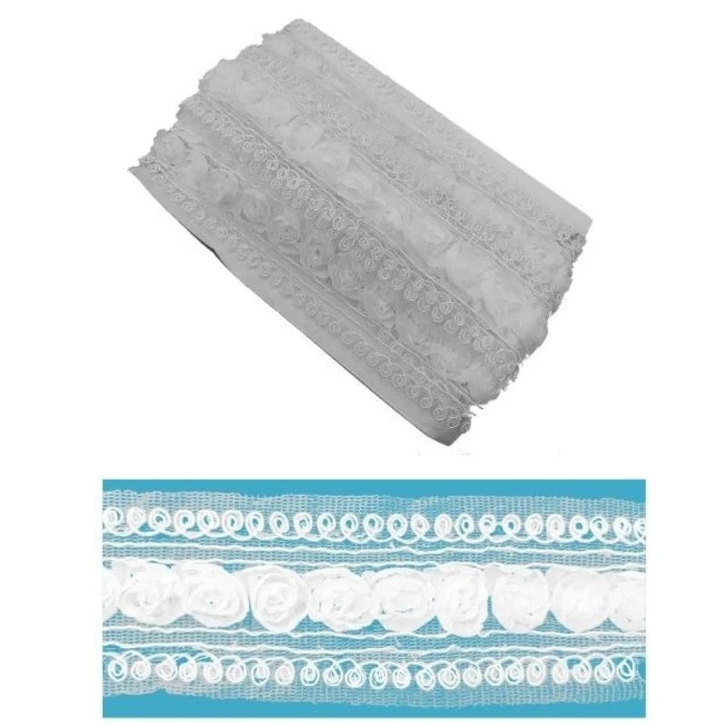 Passamaneria con rose h cm 6,5 articolo 3480/4 metri 6,5