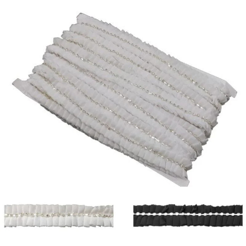 Pleated trimmings with rhinestones h 17 mm item 350.1 meters 4.5