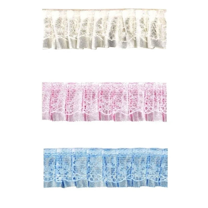 Pleated lace and satin trimmings h 2.5 cm item PS00169 9.14 metres