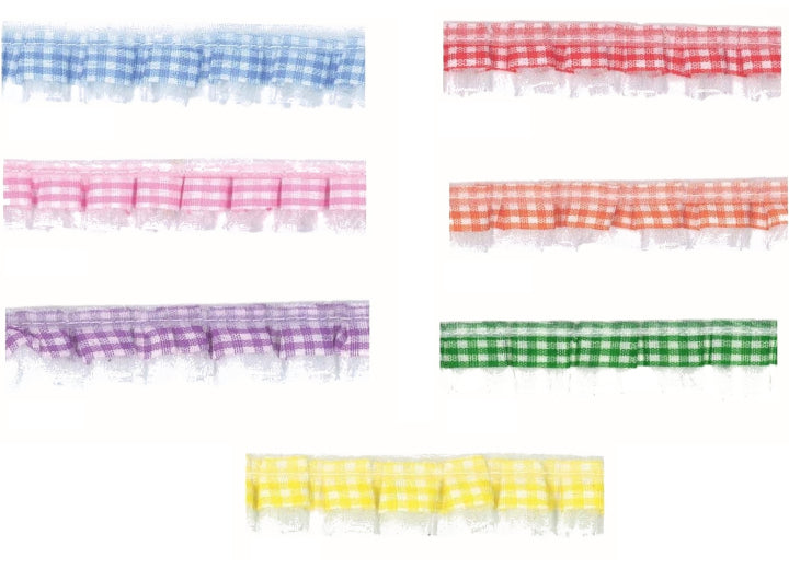 Pleated trimmings, squares, height 2.5 cm, item PS00156, 9.14 metres
