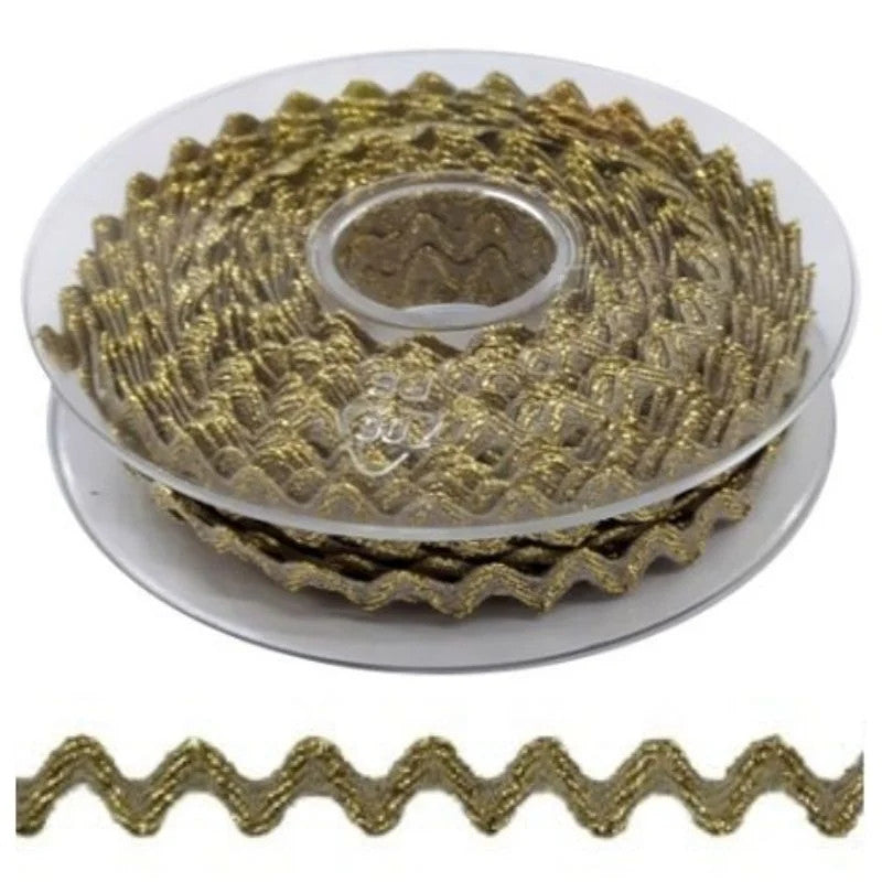 Serpentine trimmings in lamé and linen, 10 mm high, item 4083/10, 20 metres