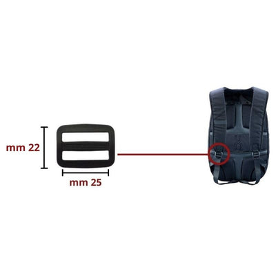 Passante per zaino in plastica mm 25 articolo FF258/12 pezzi 12