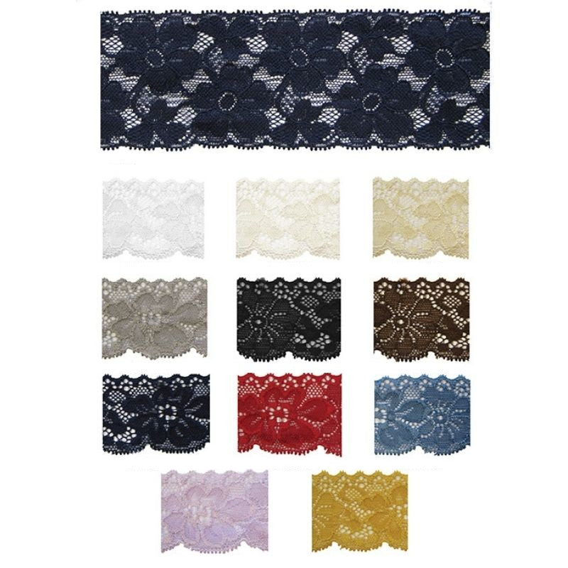 Elastic lace trim h 6 cm item LS504 20 metres