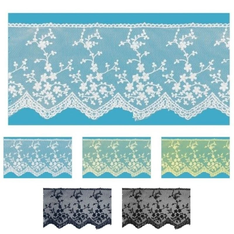 100% polyester tulle lace h 10 cm item 60078/1 10 metres