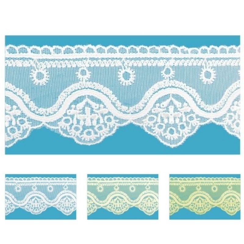 100% polyester tulle lace h 6.5 cm item 8TB0768B 10 meters