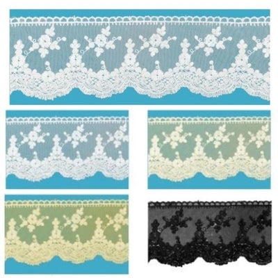 Pizzo tulle 100% poliestere h 7,8 cm articolo 60133 metri 10