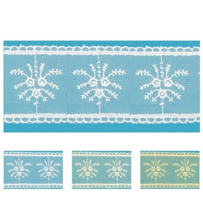 Tulle lace trim 100% polyester h 6.2 cm item 30540/2 10 metres