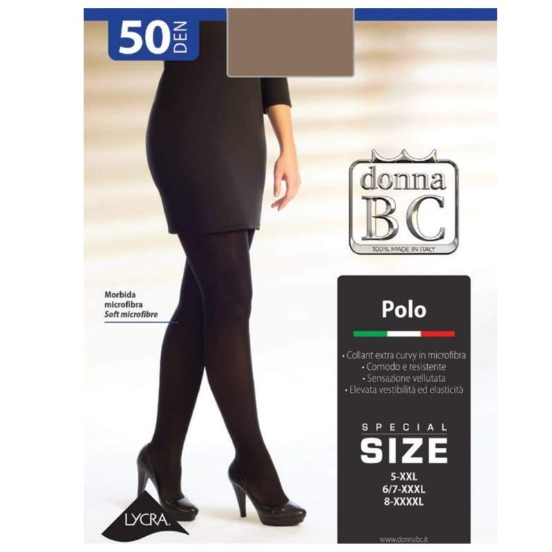 Polo 50 den (Tg 5 xxl) collant microfibra Donna Bc paia 3