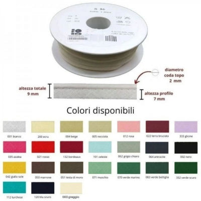 Profilo in cotone 100% articolo 1/10 metri 20