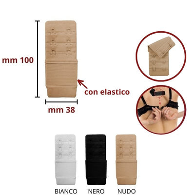 Prolunga reggiseno con elastico a 2 ganci h mm 38 articolo PR38 MAS