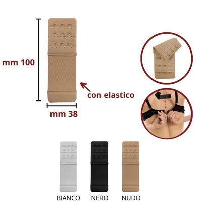 Prolunga reggiseno con elastico a 3 ganci h mm 38 articolo PR38/3 MAS