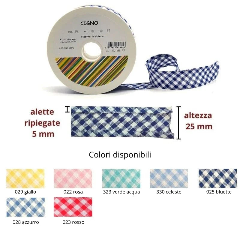 Patterned cotton bias tape h mm 25/5/5 item Cigno 20 meters