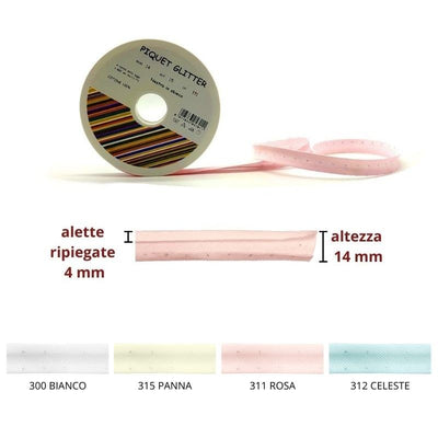 Sbieco piquet in millerighe glitterato h mm 14/4/4 metri 15