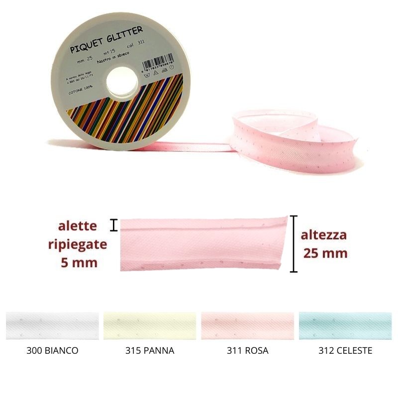 Glittery striped pique bias tape h mm 25/5/5 15 meters