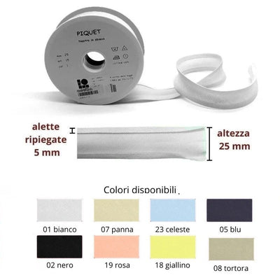 Sbieco piquet in millerighe tinta unita h mm 25/5/5 Topp metri 15