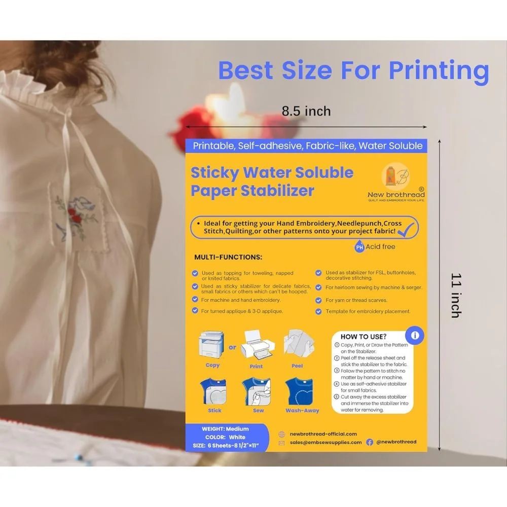 Stabilizzatore idrosolubile per ricamo a macchina h 21 cm L 29,5