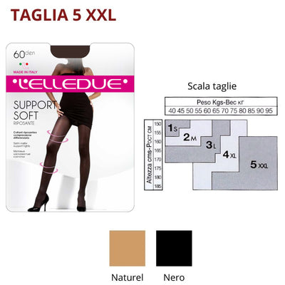 Support 60 den (TG 5 XXL) collant setificato riposante Elledue paia 6