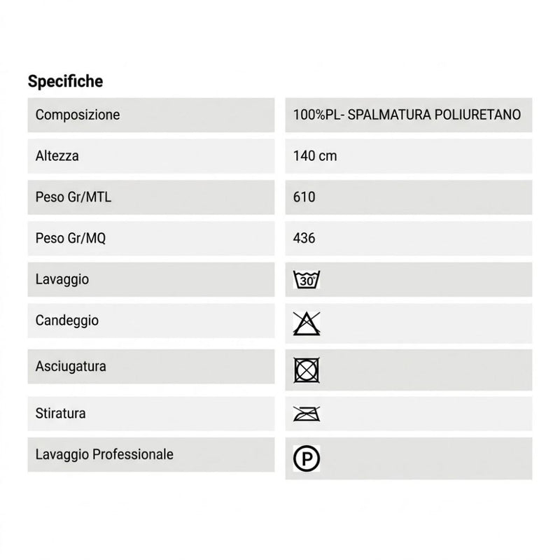 Tabella taglie e colori