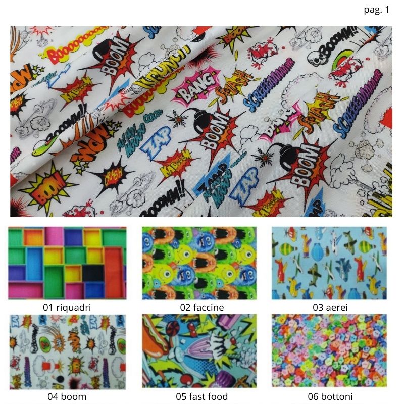 Tessuto fantasia in poliestere h 140 cm articolo Cotton stamp