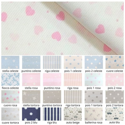 Tessuto piquet in millerighe stampato h cm 150