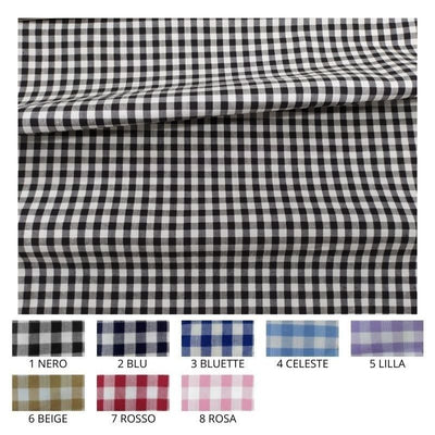 Tessuto policotone tinto in filo a quadretti  h cm 150 articolo 16032