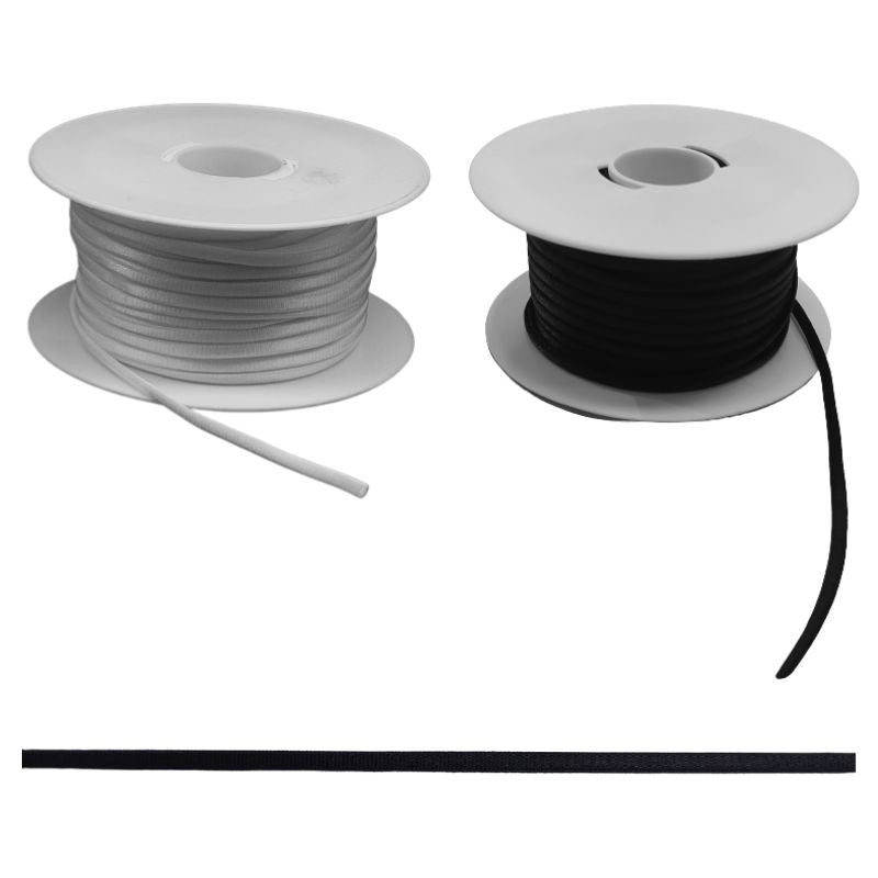 Stretch satin spaghetti tubular fabric, 3 mm high, item 1821, 25 metres