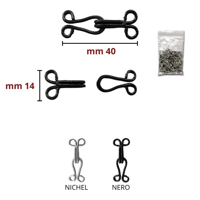Uncinelli ganci in ferro N° 1 lunghezza cm 4 coppie 10