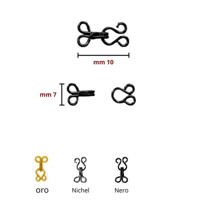 Uncinelli ganci mignon in ferro N° 10 lunghezza cm 1 coppie 50