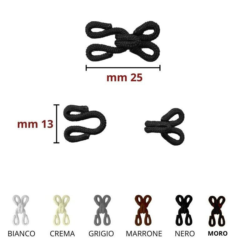 Uncinelli rivestiti lunghezza mm 25 articolo FF505/1/12 coppie 12