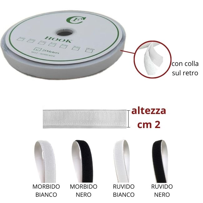Velcro adesivo h cm 2 metri 25