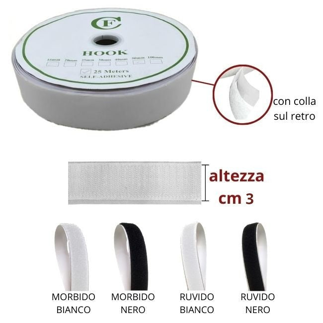 Adhesive Velcro h cm 3 meters 25