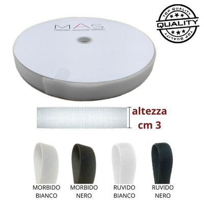 Velcro da cucire (no adesivo) h cm 3 articolo V34 Mas metri 25