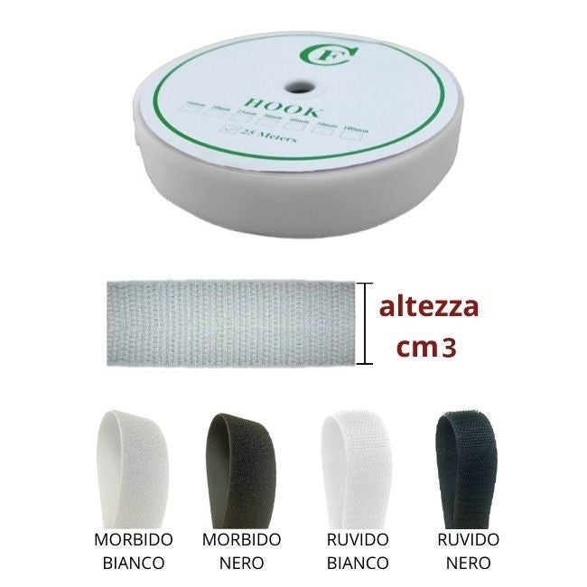 Velcro to sew (no adhesive) h 3 cm 25 meters