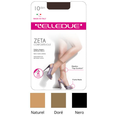 Zeta 10 den calzino setificato punta nuda Elledue paia 24