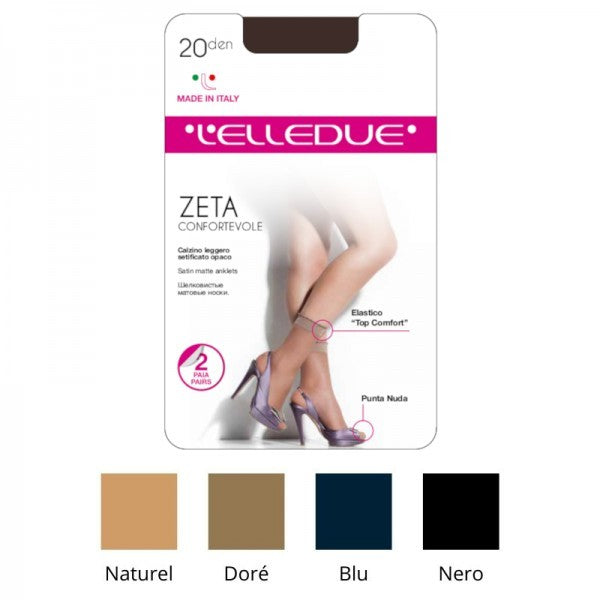 Zeta 20 den silky sock nude toe Elledue 24 pairs